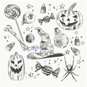 万圣节小物件简笔画